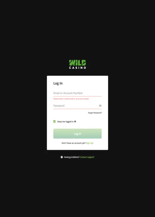 Geschützter Mitglied Zugang Gateway Wild Casino